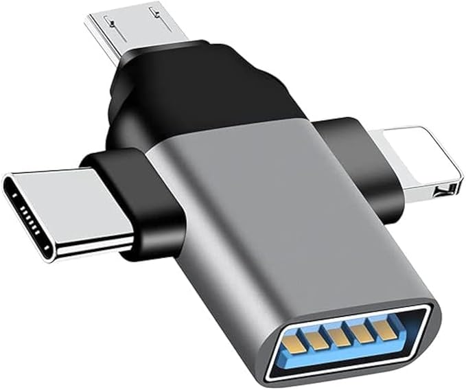 Zurligi Multifunction USB Adapter, USB to Lightning iPhone Adapter, USB to Type-C Adapter,USB to Micro USB Adapter, Type-C Adapter, USB Adapter for Laptop, iPhone, MacBook Pro, iPad Pro/Type-C Devices
