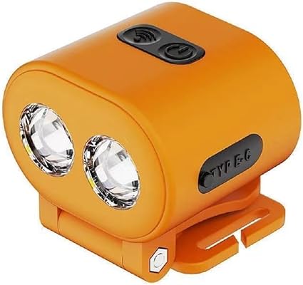 NALACAL Cap Lights Clip on Hard Hat Light, Rechargeable Dimmable Sensitive Magnet Working Light Camping Wrist Flashlight Waterproof for Running, Camping, Hunting, Cycling, Fishing, Emergency (Orange)
