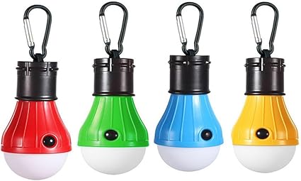 ECVV 4Pcs Compact Portable LED Tent Light Bulb for Camping, Durable Water-Resistant ABS Material, 3 Lighting modes, Hanging Hook Design, Ideal for Camping, Hiking, Emergency Use