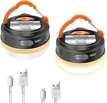 MSATECH MSAGREEN (2PACK)LED Camping Lantern, Rechargeable & Portable Tent Light, 300LM,3 Light Modes, Magnet Base Camping light,Electric Lantern Light for Camping/Hiking/Fishing/Hurricane/Emergency