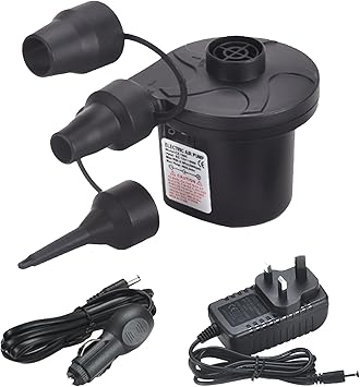 ZPLNOSIN Portable Air Mattress Pump, Electric Inflation Pump, Inflator Deflator Air Pumps with 3 Nozzles, Quick-Fill Electric Air Pump for Outdoor Camping, Inflatable,Boats,Raft,Pool,Floats