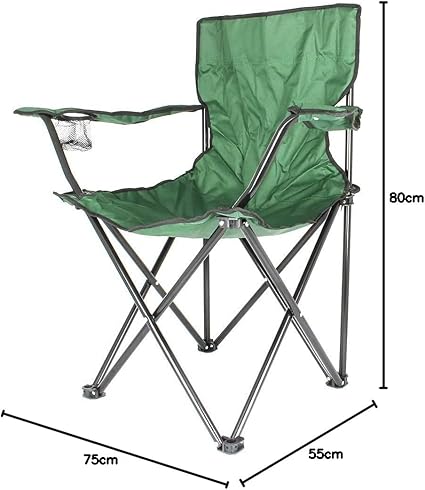 Egardenkart Camping Chair, Folding Camping Chairs for Adults with Armrests and Cup Holder and Carrying Bag, Lightweight Portable for Beach, Perfect for Caravan trips, BBQs, Garden, Picnic, (Green)