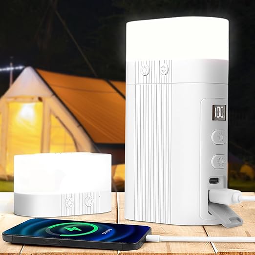 Angju LED Camping Lantern,2 in 1 Rechargeable & Portable Tent Light,6000mAh Power Bank,with Magnet Base,Electric Lantern for Camping Hiking Hurricane Outage Emergency