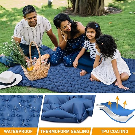 MedMad Double Camping Sleeping Pad, Sleeping Pad for Camping with Pillow Built-in Foot Pump, Ultralight Inflatable Camping Sleeping Mat for Camping Hiking Traveling