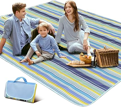 SKY-TOUCH Fortable Picnic Blanket, Waterproof Beach Blanket, Waterproof Picnic Blanket, Portable Picnic Mat, Portable Beach Mat, for Outdoor Camping Family Outdoor Park Garden