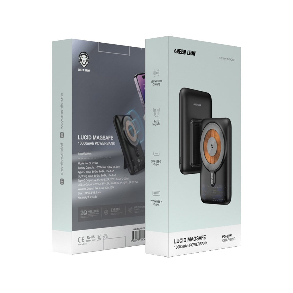 Green Lion Lucid Magsafe 10000mAh Power Bank - Black