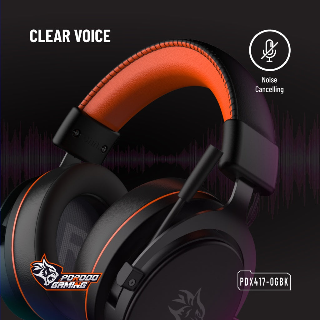 Porodo Gaming PC RGB ENC Gaming Headphones - Black