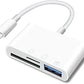 TERRIFI SD Card Reader for iPhone iPad, Portable USB Camera Adapter 3 in 1 USB Female OTG Adapter Compatible SD/TF Card, Memory Card Reader Portable USB Adapter for iPhone iPad