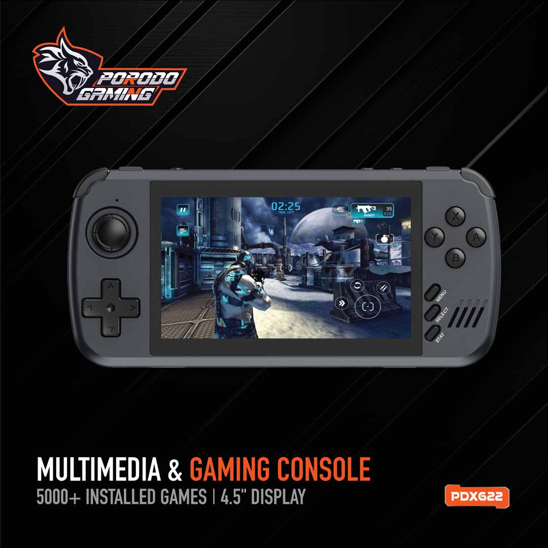 Porodo Gaming Multimedia & Gaming Console 4.5" 128MB RAM + 64GB 3000mAh - Black