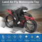 2-in-1 Flying RC Motorcycle with Camera, Drone – Remote Control Stunt Bike with LED Lights, 360° Spins, Land & Air Modes, HD Camera Option (Blue/Orange)
