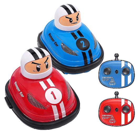 Remote Control Bumper Cars Toy Set of 2 – POP UP Crash Action with Ejecting Drivers, Sound Effects & Wireless Controls – 2 Player RC Battle Toy for Kids